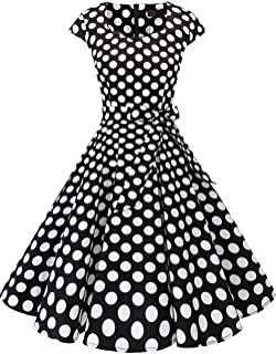 DRESSTELLS Women's Vintage Tea Dress Prom Swing Cocktail Party Dress with Cap-Sleeves