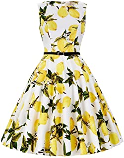GRACE KARIN Boatneck Sleeveless Vintage Tea Dress with Belt
