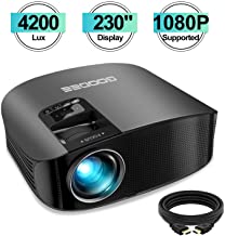Projector, GooDee Upgrade HD Video Projector 4200L Outdoor Movie Projector, 230