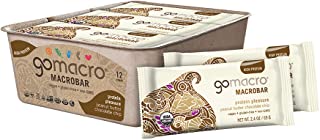 GoMacro MacroBar Organic Vegan Protein Bars Peanut Butter + Chocolate Chip 2.4 Ounce Bars (Pack of 12)