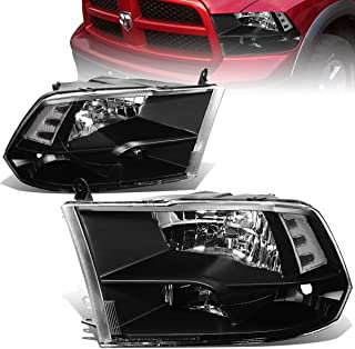 For Dodge Ram Pair of Black Housing Clear Corner Quad Headlight Lamp - 4th Gen DS/DJ/D2