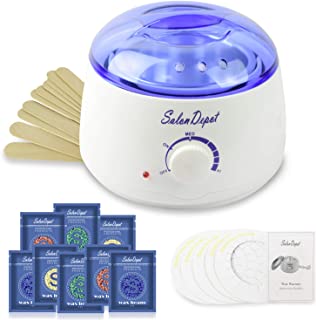 Waxing Kit(25 in 1), Wax Warmer Hair Removal Machine Home Wax Heater with 8 Hard Wax Beans(2 oz/pack) and10 Applicator Stickers for All Body, Face, Eyebrow, Bikini Area, Legs