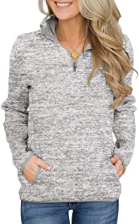 Women Quarter Zip Color Block Pullover Sweatshirt Tops with Pockets(9 Colors,S-XXL)