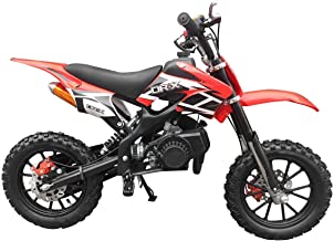 SYX MOTO Kids Mini Dirt Bike Gas Power 2-Stroke 50cc Motorcycle Holeshot Off Road Motorcycle Holeshot Pit Bike, Fully Automatic Transmission, Red