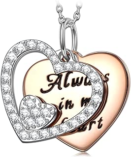 PN PRINCESS NINA ♥ Always in My Heart ♥ Women Christmas Necklace Gifts 925 Sterling Silver Open Heart Paved CZ Pendant Necklace, 18
