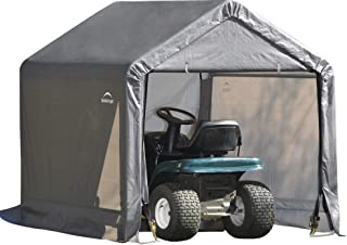 ShelterLogic 6' x 6' Shed-in-a-Box All Season Steel Metal Peak Roof Outdoor Storage Shed with Waterproof Cover and Heavy Duty Reusable Auger Anchors