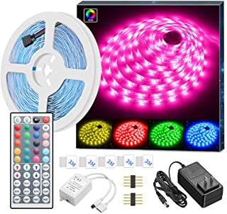 MINGER LED Strip Lights, 16.4ft RGB LED Light Strip 5050 LED Tape Lights, Color Changing LED Strip Lights with Remote for Home Lighting Kitchen Bed Flexible Strip Lights for Bar Home Decoration