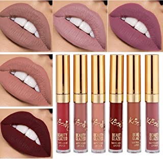 Beauty Glazed Matte Nude Liquid Lipstick Lip Gloss Kit Waterproof Lip Makeup Durable Lipgloss Cosmetics Mini 6pcs/set Birthday Edition Long Lasting Non-Stick Cup Liquid Lip Gloss Set