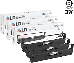 LD Compatible Printer Ribbon Cartridge Replacement for Epson 8750 (Black, 3-Pack)