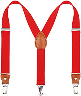 Toddlers Kids Boys Mens Suspenders - Y Back Adjustable Strong Clips Synthetic Leather Suspenders