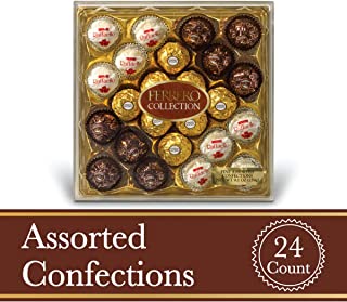 Ferrero Rocher Fine Hazelnut Milk Chocolates, 24 Count, Assorted Coconut Candy and Chocolate Christmas Gift Box, 9.1 oz, Great Stocking Stuffers