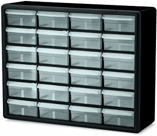 Akro-Mils 10124 24 Drawer Plastic Parts Storage Hardware and Craft Cabinet, 20-Inch x 16-Inch x 6.5-Inch, Black