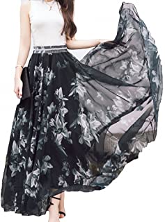 Women Full/Ankle Length Blending Maxi Chiffon Long Skirt Beach Skirt