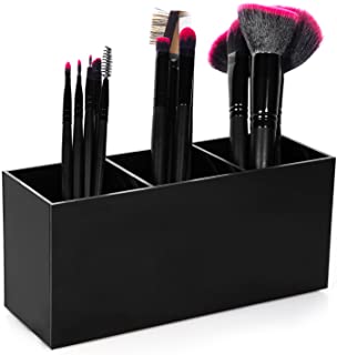 hblife Makeup Brush Holder Organizer, 3 Slot Acrylic Cosmetics Brushes Storage Solution