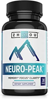 Neuro Peak Brain Support Supplement - Memory, Focus & Clarity Formula - Nootropic Scientifically Formulated for Optimal Performance - Dmae, Rhodiola Rosea, Bacopa Monnieri, Ginkgo Biloba & More