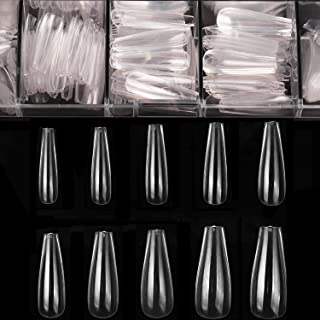 Coffin Nails Long Fake Nails - Clear Acrylic Nails Coffin Shaped Ballerina Nails Tips BTArtbox 500pcs Full Cover False Nail Artificial Nails with Case for Nail Salons and DIY Nail Art, 10 Sizes