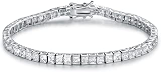 GMESME Women Princess Cut Cubic Zirconia Classic Tennis Bracelet 7.5 Inch