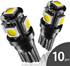Marsauto T10 168 194 2825 LED Light Bulbs Super Bright 5SMD Exterior License Plate Lights Lamp, Car Interior Courtesy Dome Lights Map White 10-Pack