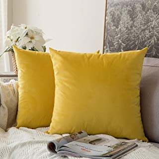MIULEE Pack of 2, Velvet Soft Soild Decorative Square Throw Pillow Covers Set Cushion Case for Sofa Bedroom Car 18 x 18 Inch 45 x 45 cm