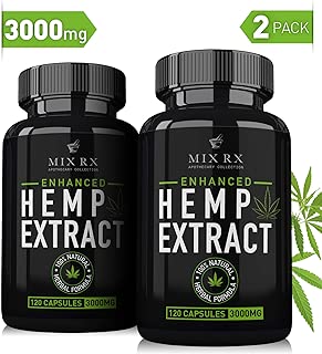 (2 Pack | 240 Pills) Hemp Oil Capsules 3000MG - for Pain Relief Anxiety Sleep Mood Immune - Best Natural Organic Hemp Seed Oil Powder Extract, Omega 3 6 9 - Anti Inflammatory Joint Support