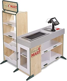 Melissa & Doug Freestanding Wooden Fresh Mart Grocery Store (Wooden Grocery Stand, Ample Shelving, Creative Playtime, 106.68 cm H x 69.85 cm W x 88.9 cm L)