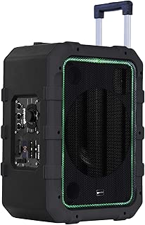 Gemini MPA-2400 10” Rechargeable Weather-Resistant Trolley Speaker with Bluetooth, LED Light Show, 6 DSP Modes, Microphone and Guitar Inputs, 240W Peak Power, FM Radio and Up to 18 Hours Battery Life