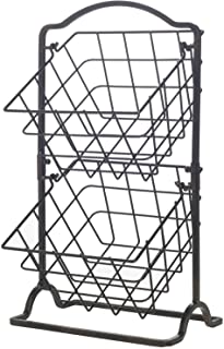 Gourmet Basics by Mikasa 5217596 General Store 2-Tier Metal Mini Countertop Fruit Storage Basket, Antique Black