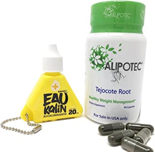 Alipotec Capsules Tejocote Root Supplement Capsulas Alipotec Raiz de Tejocote 90 Day Supply and Eau Kalin Alkaline Water - 2 Product Pack