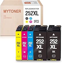 MYTONER Remanufactured Ink Cartridge Replacement for Epson 252 252XL Ink for Epson Workforce WF-7620 WF-7710 WF-3640 WF-3630 WF-3620 WF-7610 WF-7110 Printer (Big-Black Cyan Magenta Yellow,5-Pack)