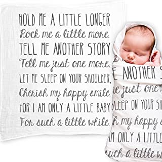 Ocean Drop Designs - White Muslin Swaddle Blankets - Hold Me A Little Longer Quote - for Christening, Baptism, Baby Shower, Godchild Gift - 100% Cotton, Breathable - Machine Washable (47”x47”)