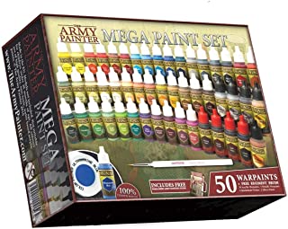 The Army Painter Miniature Painting Kit with Bonus Wargamer Regiment Miniature Paint Brush - Acrylic Model Paint Set with 50 Bottles of Non Toxic Model Paints - Mega Paint Set 3