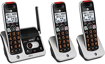 AT&T CRL82312 3-Handset Expandable Cordless Phone with Answering System, XL Display, Backlit Buttons & Visual Ringer