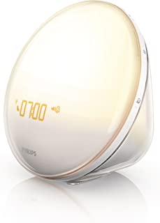 Philips Wake-Up Light Alarm Clock with Colored Sunrise Simulation and Sunset Fading Night Light, White (HF3520)
