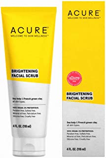 ACURE Brightening Facial Scrub  | 100% Vegan | For A Brighter Appearance | Sea Kelp & French Green Clay - Softens, Detoxifies and Cleanses | All Skin Types | 4 Fl Oz