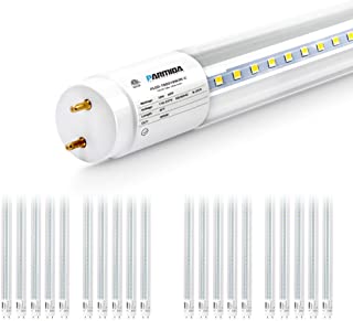 (20 Pack) Parmida LED T8 Light Tube, Type B, 4FT, 18W (40W Equivalent), 2200lm, UL-Listed for Single & Dual-Ended Connection, Clear Cover, Ballast Bypass, 5000K, ETL, DLC