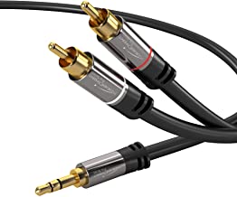 KabelDirekt 3.5mm to RCA Splitter Cable, Cord (10 feet Long, 3.5mm Aux to 2 RCA Male Audio & Auxiliary Cable, Double-Shielded, Pro Series) Supports (Hi-Fi, Stereo, Phone, iPod)