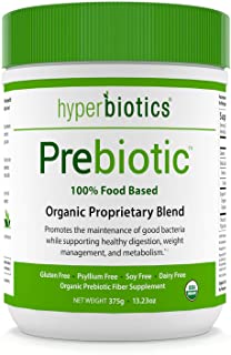 Hyperbiotics Organic Prebiotic Powder - Supports Healthy Digestion and Growth of Beneficial Bacteria (with Jerusalem Artichoke and Acacia Fiber) - 375 Grams (54 servings) Prebiotic Fiber Supplement