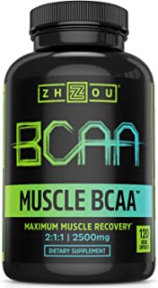 Zhou Nutrition Muscle BCAA™ - Branched Chain Amino Acids with Optimal 2:1:1 Ratio - Build Muscle, Improve Recovery and Increase Endurance, 120 BCAA Capsules.