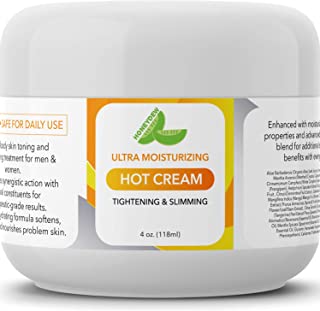 Hot Cream Cellulite Treatment – Belly Fat Burner for Women and Men – Natural Anti Aging Cream with Antioxidants and Essential Oils Rosemary Lavender Aloe – Deep Tissue Massage Muscle Relaxer