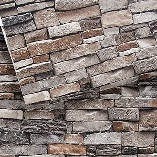 Brick Wallpaper, Stone Textured, Removable and Waterproof for Home Design and Room Decoration, Super Large Size 0.53m x 10m / 393.7