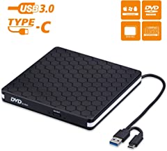 External DVD Drive, Amicool USB 3.0 Type-C CD DVD +/-RW Optical Drive USB C Burner Slim CD/DVD ROM Rewriter Writer Reader Portable for PC Laptop Desktop MacBook Mac Windows 7/8.1/10 Linux OS Apple