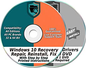 Ezalink Recovery Disc Set Compatible w/ Windows 10 Home & Professional 32 & 64-Bit Install, Restore, Repair, Boot, Fix with Drivers 2 DVD Set {All PC Brands}