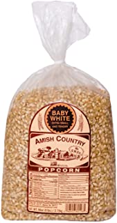 Amish Country Popcorn - Baby White Kernels (6 Pound Bag) - Small and Tender Popcorn - Old Fashioned and Delicious with Recipe Guide