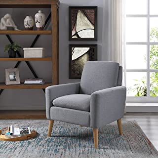 Lohoms Modern Accent Fabric Chair Single Sofa Comfy Upholstered Arm Chair Living Room Furniture Grey