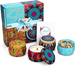 Yinuo Mirror Scented Candles Gift Set, Natural Soy Wax 4.4 Oz Portable Travel Tin Candles Women Gift with Strongly Fragrance Essential Oils for Stress Relief and Aromatherapy - 4 Pack