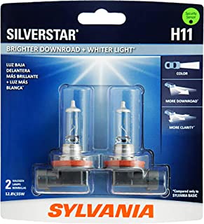 SYLVANIA - H11 SilverStar - High Performance Halogen Headlight Bulb, High Beam, Low Beam and Fog Replacement Bulb, Brighter Downroad with Whiter Light (Contains 2 Bulbs)