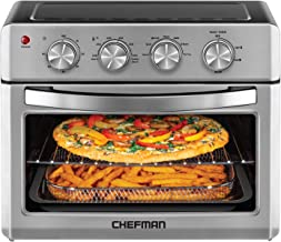 Chefman Air Fryer Toaster Oven, 6 Slice, 26 QT Convection AirFryer w/ Auto Shut-Off, 60 Min Timer; Roast, Bake, Fry Oil-Free, Nonstick Interior, Accessories & Cookbook Included, Stainless Steel/Black