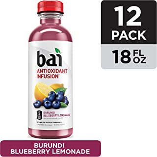 Bai Flavored Water, Burundi Blueberry Lemonade, Antioxidant Infused Drinks, 18 Fluid Ounce Bottles, 12 count