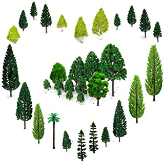 OrgMemory 29pcs Mixed Model Trees 1.5-6 inch(4 -16 cm), Ho Scale Trees, Diorama Supplies, Model Train Scenery, Fake Trees for Projects, Woodland Scenics with No Bases