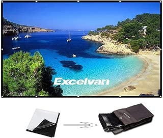 Excelvan 150 Inch 16:9 Projector Screen High Contrast Collapsible PVC Front Projection Design with Hanging Hole Grommets for Portable Home Indoor Outdoor Movie Match Party